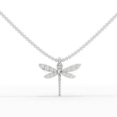 Dragonfly diamond pendant in white gold