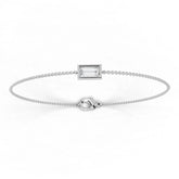 0.40 CT baguette lab grown diamond chain bracelet in 18k gold with rectangular solitaire setting