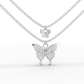 Double butterfly pendant in white gold