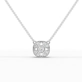 0.64 ct vintage star cluster lab diamond pendant necklace with round center diamond and milgrain detailing