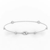 Bezel diamond bead bracelet in white gold