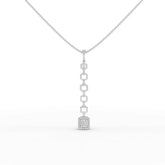 Geometric baguette pendant in white gold