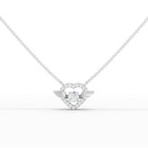 Heart wing diamond pendant in white gold