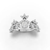 Crown style lab-grown diamond ring white gold top view