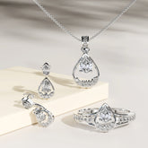 1.82 Ct Pear-Cut Lab-Grown Diamond Teardrop Halo Jewelry Set with Ring, Earrings & Necklace