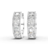 1.19 CT lab-grown diamond channel set huggie earrings white gold front view