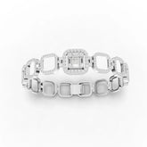 Square link diamond bracelet in white gold