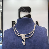 Double-Row Necklace Featuring Lab-Grown Diamonds with Fan-Set Center Motif and Pear-Drop Accents