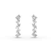Multi-cut cascade earrings in white gold