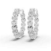 2.68 CT heart lab-grown diamond hoop earrings white gold front