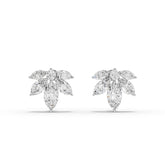 Floral marquise diamond earrings in white gold