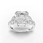 Radiant Cut Lab Diamond Engagement Ring · Cluster Side Stones