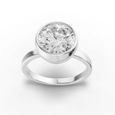 Round Bezel Set Lab Diamond Solitaire Ring · Yellow Gold Engagement Band