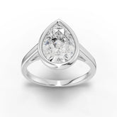 Pear Cut Bezel Set Lab Diamond Solitaire Ring