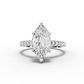 2.37 Ct Marquise Solitaire Lab Diamond Ring with Hidden Halo Band 2.00 Ct Center
