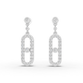 1.09 Ct Round Halo Lab Diamond Drop Earrings with Bezel Set Diamond Dangles