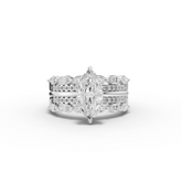 2.39 Ct Marquise Lab Diamond Double Band Accent Ring 1.50 Ct Center