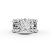 3.32 Ct Cushion Lab Diamond Double Row Eternity Ring Set 2.00 Ct Center