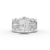2.87 Ct Pear Solitaire Lab Diamond Double Band Accent Ring 1.50 Ct Center