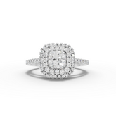 0.95 CT Double Halo Lab-Grown Diamond Ring with Diamond Band