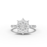 0.89 Ct Floral Round Cluster Lab Diamond Accent Ring