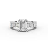 5.79 Ct Emerlad Lab Diamond Full Eternity Ring 2.00 Ct Center