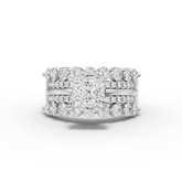 2.82 Ct Princess Solitaire Lab Diamond Double Band Eternity Ring 1.50 Ct Center