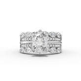 2.77 Ct Oval Solitaire Lab Diamond Double Band Half Eternity Ring Set 1.50 Ct Center
