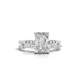 1.74 Ct Radiant Solitaire Lab Diamond Double Band Accent Ring 1.5 Ct Center