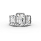 4.00 Ct Radiant Three Stone Engagement Ring with Bezel Detail