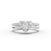 1.60 Ct Heart Solitaire Lab Diamond Double Band Accent Ring 1.50 Ct Center