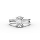1.60 Ct Oval Cut Lab Grown Diamond Ring with Pavé Band