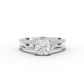 1.60 Ct Cushion Solitaire Lab Diamond Double Band Accent Ring 1.50 Ct Center