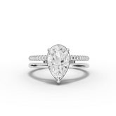 1.60 Ct Pear Solitaire Lab Diamond Double Band Ring 1.50 Ct Center