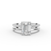 1.60 Ct Emerald Solitaire Lab Diamond Split Band Ring 1.50 Ct Center