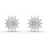 1.09 Ct Marquise Cluster Lab Diamond Stud Earrings with Baguette Center