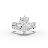 1.87 Ct Round Solitaire Lab Diamond Curved Accent Ring Set 1.50 Ct Center