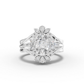 141 Ct Oval Diamond Halo Ring with Marquise Flower Design