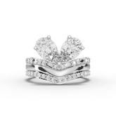 1.80 Ct Pear Toi et Moi Lab Diamond Ring with Double Chevron Bands Set