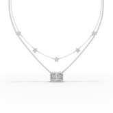 2.25 Ct Radiant Layered Star Lab Diamond Necklace 2.00 Ct Center