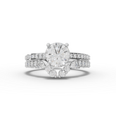 1.45 Ct Solitaire Round Lab Diamond Ring with Pavé Band Set 1.00 Ct Center