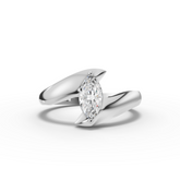 0.50 Ct Marquise Lab Diamond Bypass Ring 0.5 Ct Center