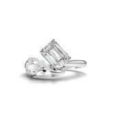 1.00 Ct Emerald Solitaire Bypass Lab Diamond Ring 1.00 Ct Center