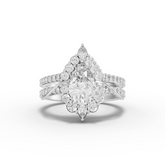 1.83 Ct Oval Lab Diamond Halo Ring with Split Pavé Band Set 1.00 Ct Center