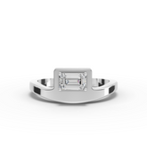 0.35 Ct Emerald Cut Lab Diamond Bezel Setting Ring 0.35 Ct Center