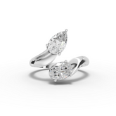 1.36 Ct Toi et Moi Lab Diamond Bypass Ring with Pear & Oval Diamonds