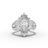 1.23 Ct Marquise Lab Diamond Vintage Halo Ring with Accent Set 1.00 Ct Center