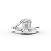 1.50 Ct Emerald Solitaire Lab Grown Diamond Bypass Ring 1.50 Ct Center