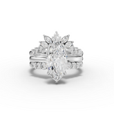 3.25 Ct Marquise Lab Diamond Floral Halo Ring with Accent Set 2.50 Ct Center