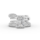 3.68 Ct Radiant Lab Diamond Hidden Halo Ring with Accents Set 3.00 Ct Center